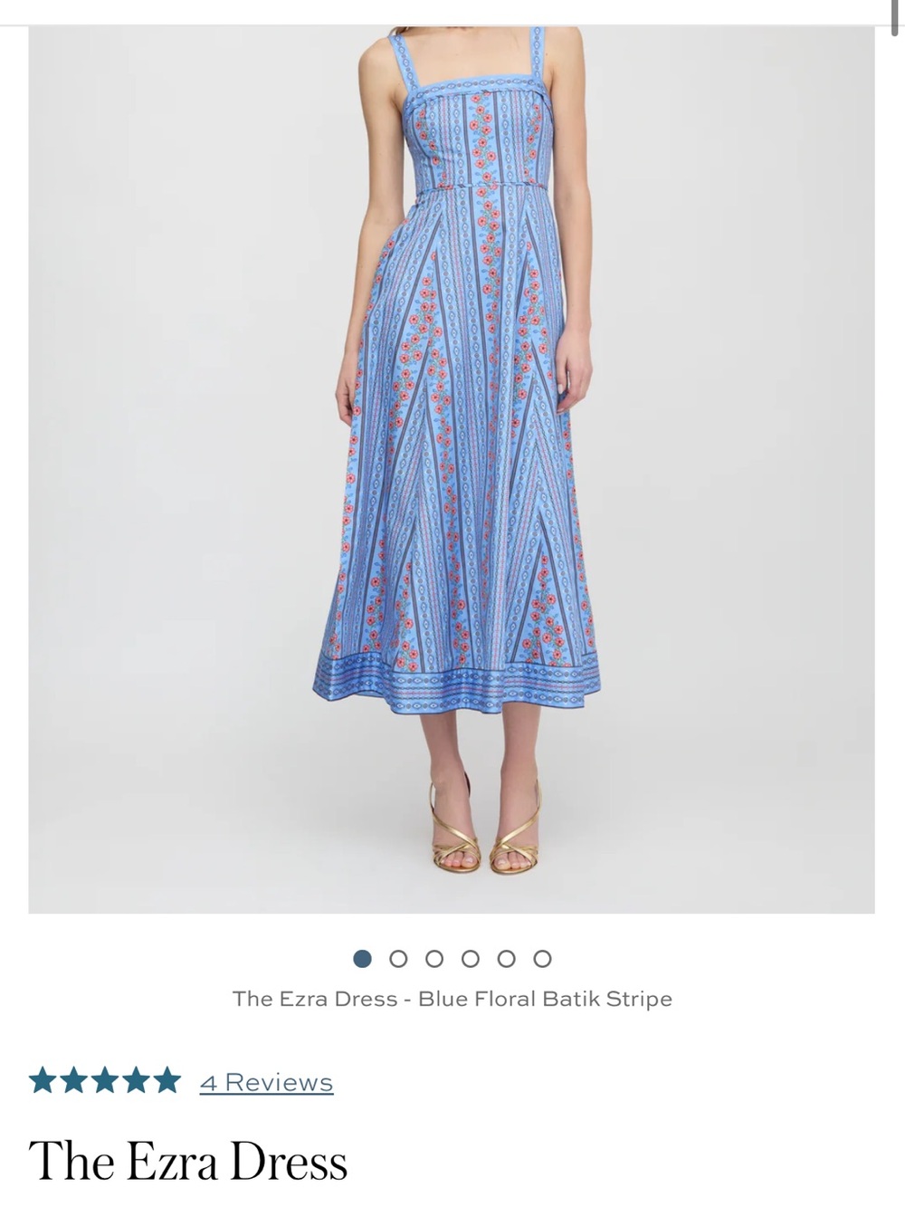Hill House Blue Floral Batik Stripe Midi Dress